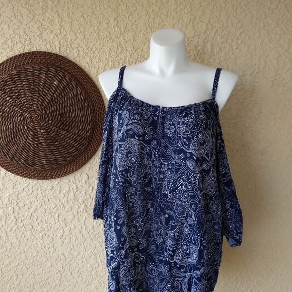 Torrid NAVY PAISLEY CHALLIS BLOUSE - Picture 5 of 9